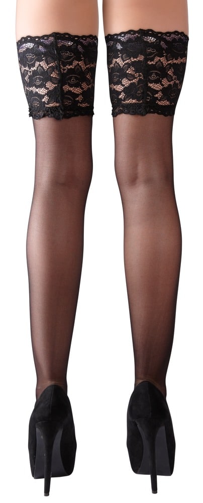 Cottelli LEGWEAR Halterlose Strümpfe mit 14 cm breitem Spitzenabschluss