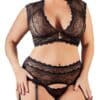 Cottelli CURVES Bralette plus Strapsstring aus Spitze