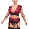 Cottelli BONDAGE Bralette plus Straps-String ouvert im edlen Mattlook mit Spitze