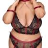 Cottelli BONDAGE Longline-BH plus Straps-Slip ouvert inklusive Halsband und Armfesseln
