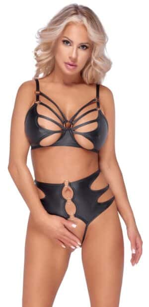 Cottelli LINGERIE BH plus Slip ouvert aus weichem Stretchmaterial