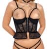 Abierta Fina Hebe plus Slip ouvert aus weicher Stretch-Spitze mit Samtdetails