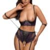 Cottelli BONDAGE Hebe plus Straps-Slip ouvert im edlen Material-Mix