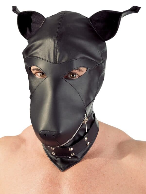 fetish collection Kopfmaske „Dog“ aus weichem Lederimitat