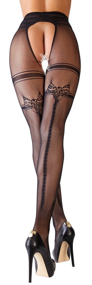 Cottelli LEGWEAR Straps-Strumpfhose aus Netzmaterial