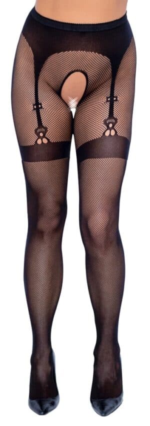 Cottelli LEGWEAR Strumpfhose ouvert aus feinem Netz