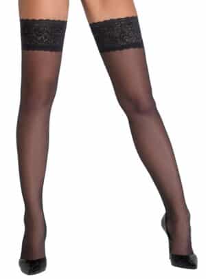 Cottelli LEGWEAR Halterlose Strümpfe mit 8-cm-Spitzenabschluss