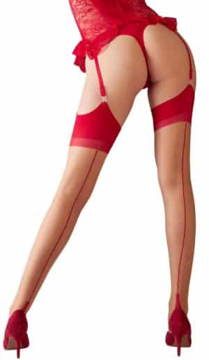 Cottelli LEGWEAR Strapsstrümpfe mit Naht hinten und Hochferse