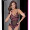 Cottelli LINGERIE Body ouvert aus 2-farbiger Floral-Spitze und Powernet