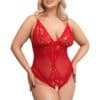 Cottelli CURVES Body ouvert aus Powernet mit Spitzen-Einsätzen