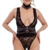 Abierta Fina Body ouvert mit Halsband und Strassketten