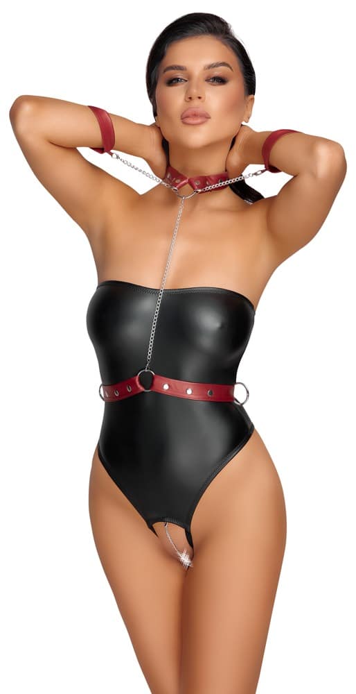 Cottelli BONDAGE Stringbody ouvert im edlen Mattlook