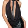 Noir Kleid im Powerwetlook mit variablem Powernet-Oberteil