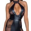 Noir Kleid im Mattlook mit Samtflockprint-Transparenzen