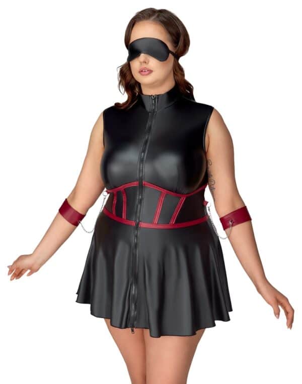 Cottelli BONDAGE Kleid im Mattlook inklusive Armfesseln und Augenmaske