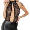 Noir Kleid aus zarter Spitze (Top) und edlem Powerwetlook (Rock)