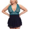 Cottelli CURVES Babydoll mit Oberteil aus Spitze und Rock aus Powernet