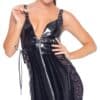 BLACK LEVEL Kleid aus Lack mit seitlichen Powernet-Einsätzen und Schnürungen